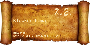 Klecker Emma névjegykártya